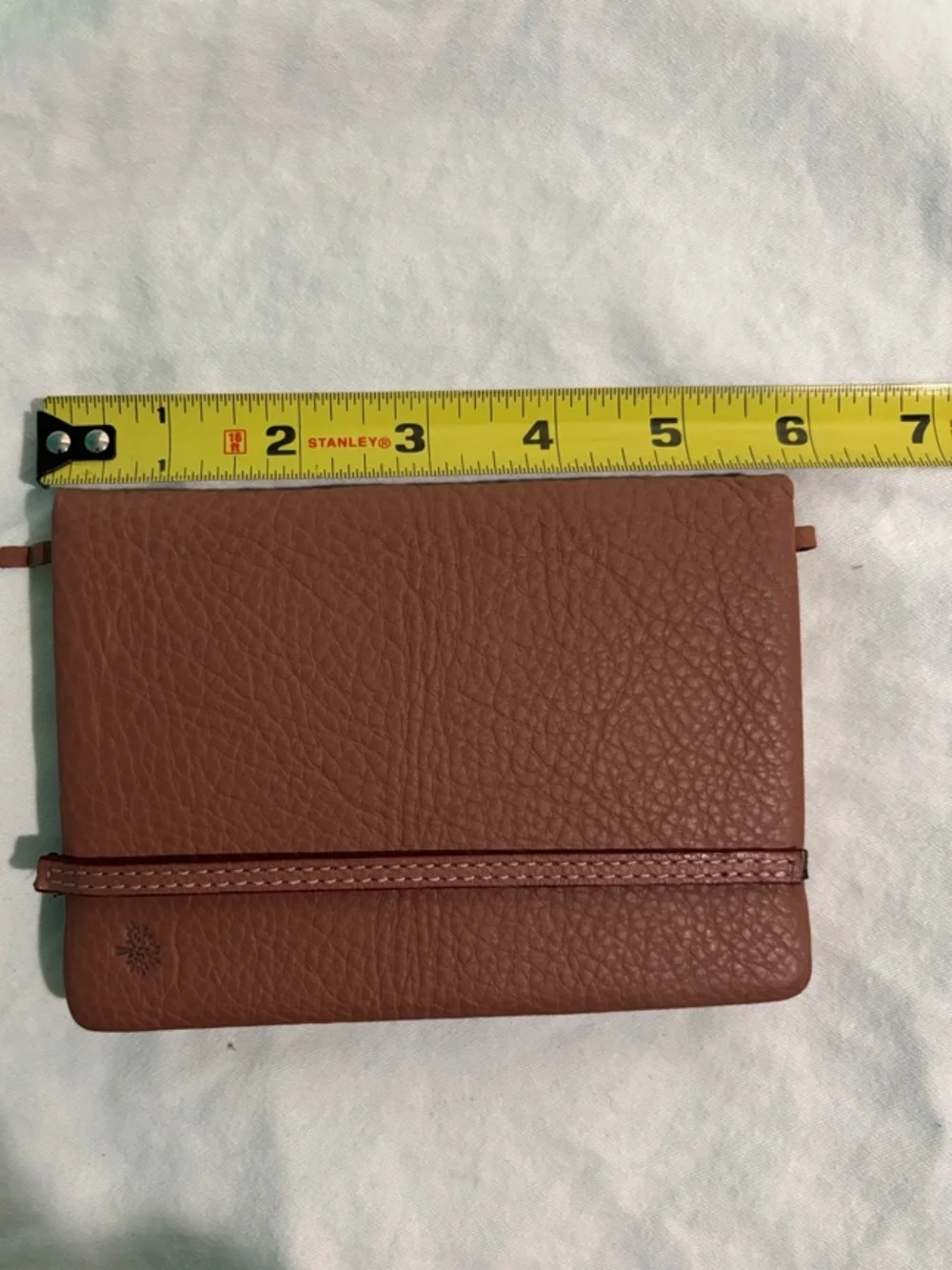 Mulberry Clay Brown Pebbled Leather Notebook with Bookmark and Elastic Strap